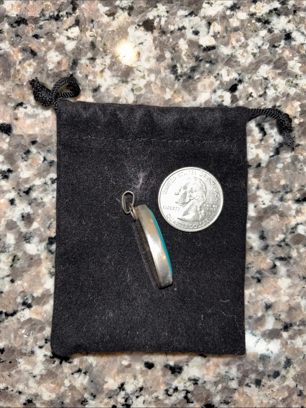 Stamped sterling silver and Turquoise Oval Pendant